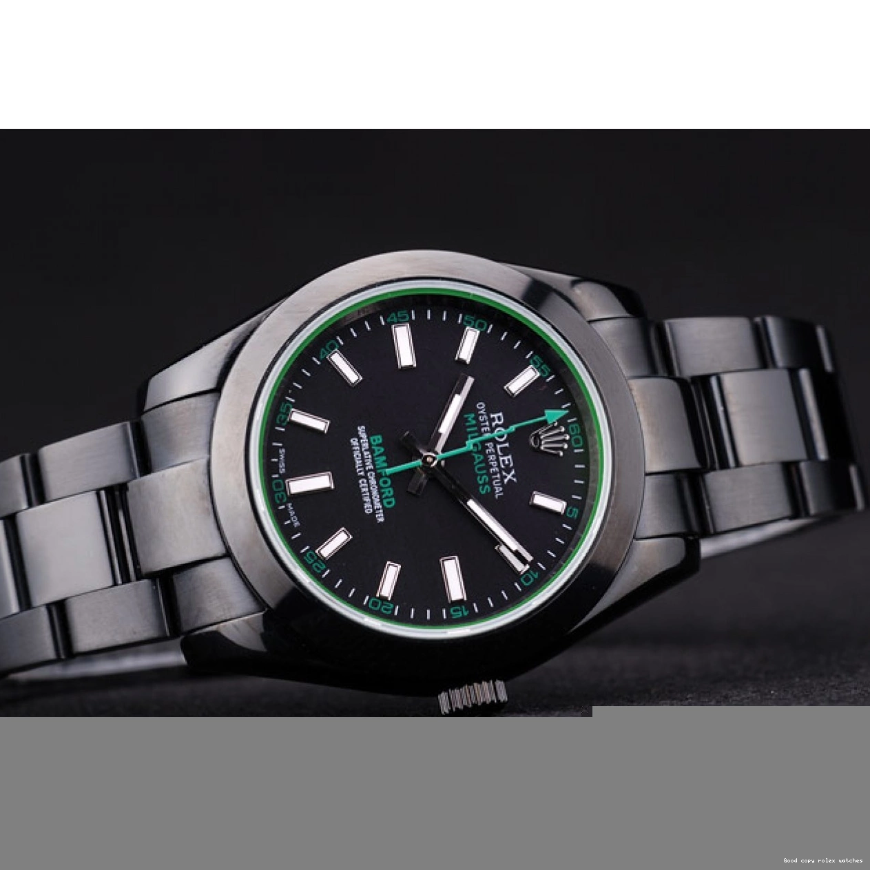 Good copy rolex watches 7476 Bezel Bamford Black Milgaus Dial Stainless Rolex Steel Plated Ion 0506
